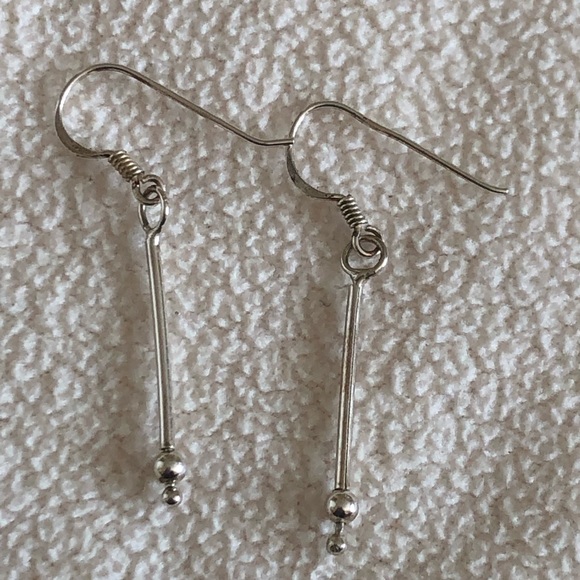 NWOT Sterling Silver Stick Earrings With Tiny Ball - Picture 4 of 7